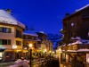Illuminated Street of Megeve on Christmas Night, French Alps, Fr